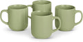 Amazon Basics Glazed Stoneware Coffee and Tea Mugs, Ceramic 4-Piece Set, 16 oz, Microwave, Freezer and Dishwasher-Safe, Stain-Resistant, Olive