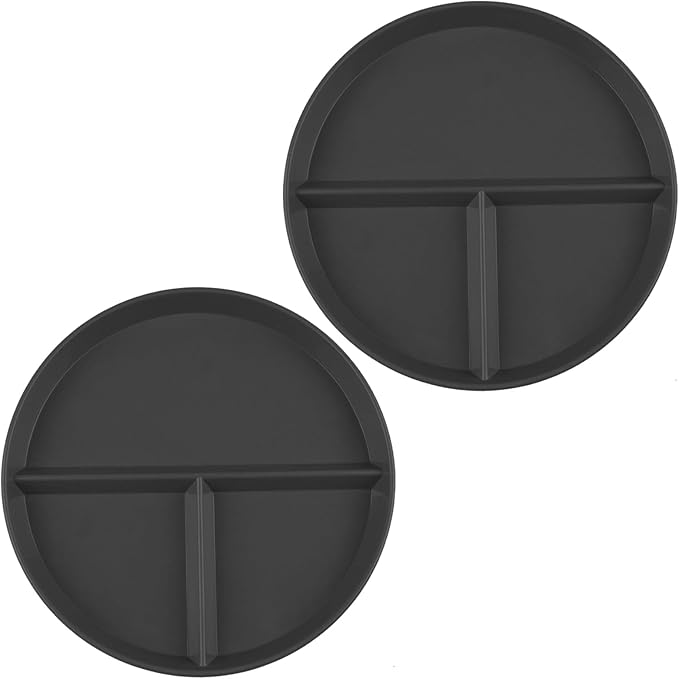 Portion Control Plate 2 Pack 9" Unbreakable Divided Plates,3 Compartment Dinner Plates, Reusable Plate Weight Loss for Adults, Color Black