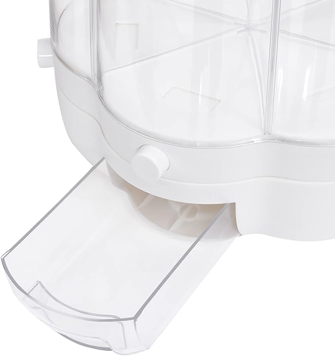 27lbs Rice and Grain Dispenser, 360° Rotating Food Storage Container Large Dry Food Dispenser with Sealed Lid 6-Grid Storage Box for Kitchen Rice Bucket for Rice Cereals Nuts Beans (27LBS)
