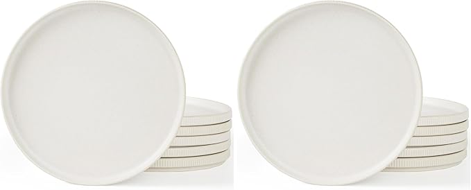 famiware Star Dinner Plates for 6, 10 inches Plate Set, Scratch Resistant, Stoneware Dinnerware, Kitchen Modern Rustic Serving Dishes, Matte White (Pack of 2)
