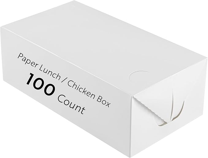 Restaurantware Paper Takeout Box 100 Count 71 Oz Greaseproof Disposable Lunch Box Spill-Resistant Restaurant Takeout Container Secure Closure White