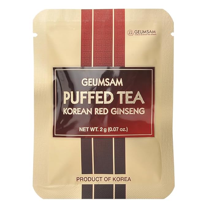 GEUMSAM Puffed Korean Red Ginseng Tea - 100% Ginseng Root, Premium Herbal Tea for Daily Wellness | 2g × 10 Tea-Bags (20g) | Hot & Cold Brew Wellness Tea
