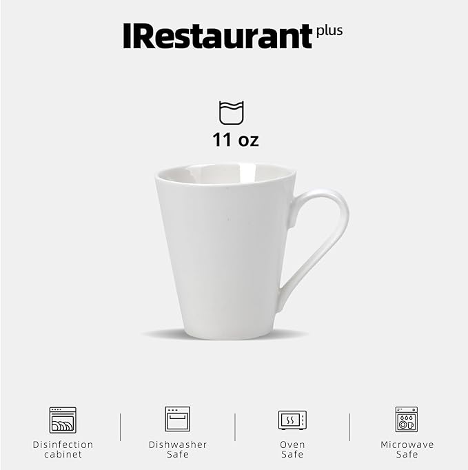 Bone China Commercial Grade Elegance White, Mug 11oz V Shape, Case of 12