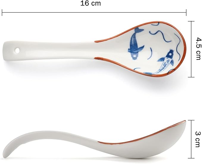 Chinese Soup Spoons Set of 4 Korean Spoons Porcelain Ramen Spoons for Pho Noodle Cereal Dumpling