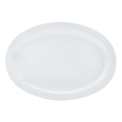 Amazon Basics Melamine Oval Platter Serving Tray, Dishwasher Safe, Narrow Rim, 13 in x 9.75 in, White, 6-Piece Set