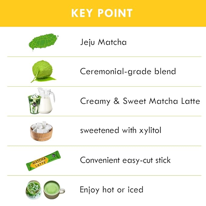 ROASTIQUE Official Café Mori Jeju Matcha Latte, 10 Sticks, 90 Calories, Ceremonial Grade Green Tea Powder Sweetened Café Quality Drink Mix, Cream Vanilla, 7 oz