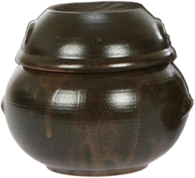 29.75ounce(5.82inches,880cc) Korean Traditional Table Earthenware Compact Size Pottery Pot Jar Hangari with Lid