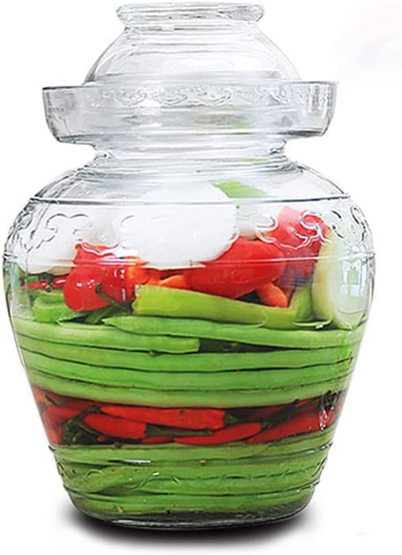 Glass Jar with Lid 2.5 Liter Fermentation Jar, Wide Mouth Large Fermenting Kit Crock with Water Seal Airlock Lid, Pickle Jar for Pickles Kimchi, Sauerkraut, Kombucha, Wine Brewing