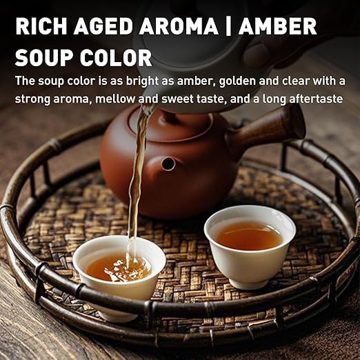 Pu-Erh Tea, 2015 Aged Pu-Erh Tea Brick Gift Box, Organic Ripe Fermented Dark Puer, 50g x 8 Individually Boxed, Chinese Compressed Puerh, Premium Holiday Present