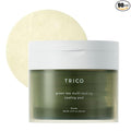 TRICO Green Tea Multi-Tasking Cooling Pad, 3-1 Korean Toner Pads with Depuffing, Cooling & Moisturizing Effects for All Skin Types - Green Tea Water from Jeju Island, Lemon & Honey Extract - 90 Pads