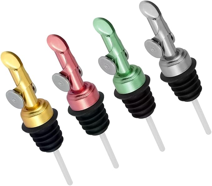 Automatic Stainless Steel Pour Spout, Leak-Proof for Olive Oil, Vinegar, Wine and Other Liquids (Green)