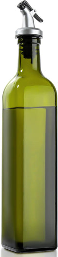 GMISUN Olive Oil Dispenser Bottle 1 Pack, Olive Oil Dispenser for Kitchen 17oz, Glass Cooking Soy Sauce Bottle Container Cruet with Plastic Pourer Spout, Green