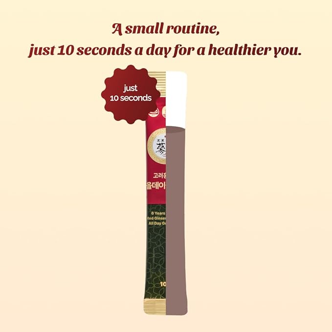 Red Ginseng Immune Shot - 6 Year Korean Ginseng - Caffeine Free HACCP 100 Sticks