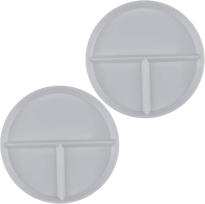 2Pcs Portion Control Plate For Weight 9 Inch Round Divided Plates for Adults, 3 Compartment Dinner Plates Color White