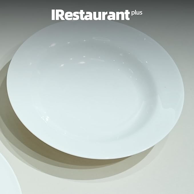 Wide Rim Bone China Commercial Grade Restaurant Elegance White Soup Plate 8.5"/Pasta Bowl 10oz, Case of 12