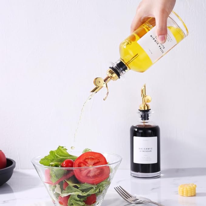 Molimoli - Premium Olive Oil Dispenser Bottles for Kitchen with Pourer - Oil and Vinegar Dispenser Set, Glass Dispenser for Kitchen, Dispenser Bottle of 350ml - Set of 2