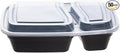 Professional 32oz Meal Prep Containers - 50-Pack (100 Pcs) 2-Compartment with Lids, Secure Seal, Microwave/Freezer/Dishwasher Safe - Bulk Black Food Storage