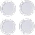Aimusego Round Furit Salad Plate with Scalloped Edge Lace Rim, Set of 4, Ceramic Dessert Plates for Cake Snack Side Dish, Microwave and Dishwasher Safe, for Housewarming (White A,10'')