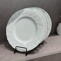 10 Inch Porcelain Dinner Plates Set of 4,Serving Dishes,White,Embossed,Heat Resistant,Scratch Resistant,Highly Glossy Glaze,Dishwasher safe,Microwave safe (Modern 10'')