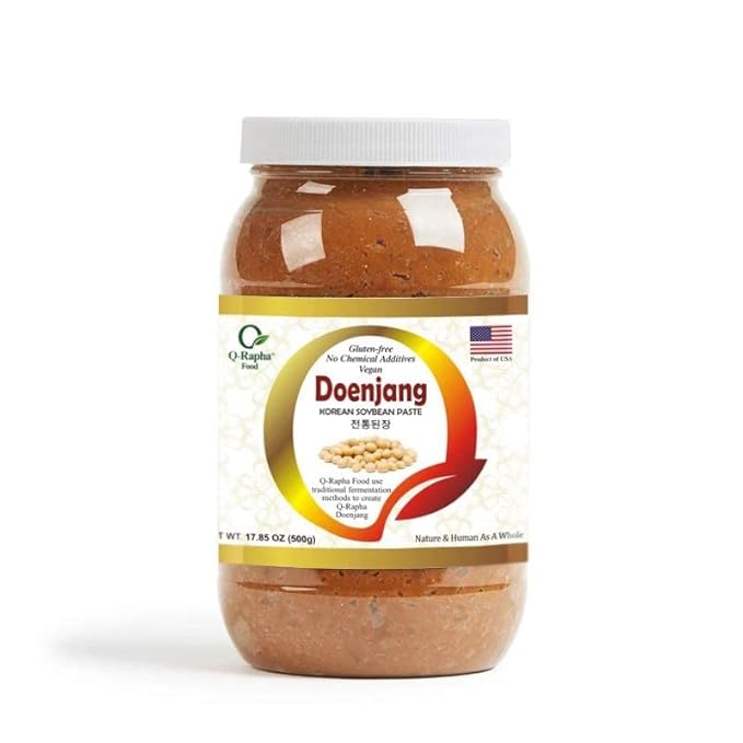 Q-Rapha Premium Korean Doenjang (Soybean Paste), Gluten-free Non-GMO Unpasteurized Artisanal, Aged over 3 Years (17.9 oz)