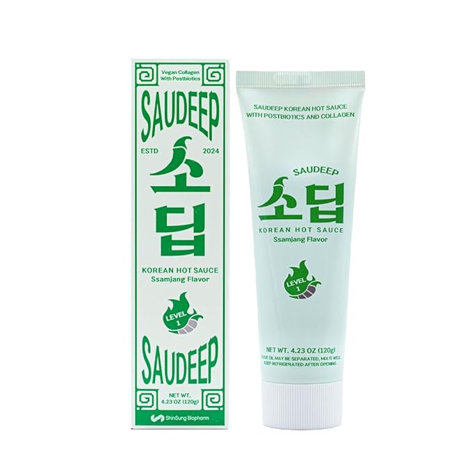 Korean Food Saudeep Ssamjang Flavor Dipping Sauce, Korean Seasoned Soybean Paste Flavor Sauce with Mild Heat, Sweet & Savory Umami Taste, Versatile Sauce for Meat, Vegetables & Rice, 4.23 oz