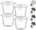H.JSS WDJS 24oz Round Glass Soup Containers with Lids and Spoons, 3Cup Glass Food Storage Containers Set, BPA-Free Meal Prep Bowls with Lids for Leftover, Microwave, Dishwasher, Fridge Safe (4-Pack)