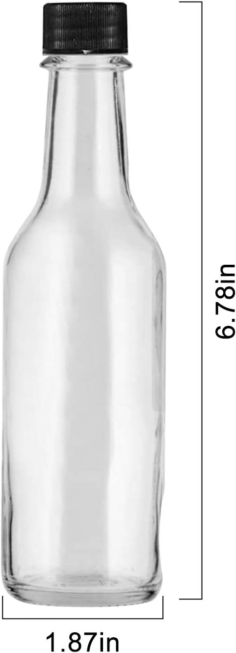 35 Pack 5oz Hot Sauce Bottles with Lids,Glass Woozy Bottles with Dripper Inserts and Shrink Capsules,Small Glass Wine Bottle for Homemade Sauces,Oils,Vanilla Extracts,Dressings,Gifting
