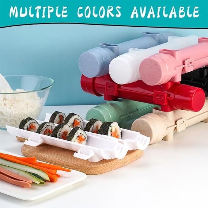 SmileTools Sushi Making Kit For Beginners - 22 Piece DIY Sushi Roller Kit with Bamboo Sushi Rolling Mat, Sushi Bazooka, Chef's Knife, Chopsticks, Holder - Best Starter Sushi Kit (Pink)