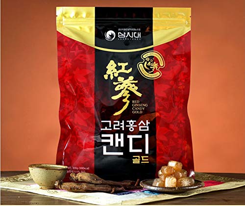 SamSiDae Korean Red Ginseng Candy Gold 300g x 2Pack - Smooth, Breath Refresher, Healthy Candy, Best Taste, Energy