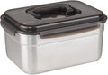 STENCOC Stainless Steel BPA Free Rectangular Leakproof Airtight Kimchi/Pickle/Food Storage Container Saver (3.6L / 122oz / 9.8") One Handle Half-Transparent Lid Stackable