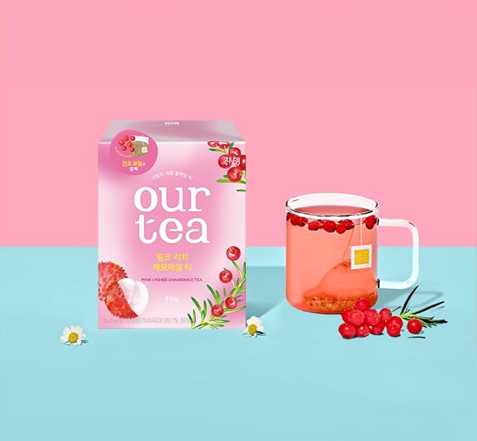 ROASTIQUE Pink Lychee Chamomile with Real Dried Fruit – Premium Orgainc Sweet Fruit Blend Eco-friendly PLA bags, 8 Tea Bags