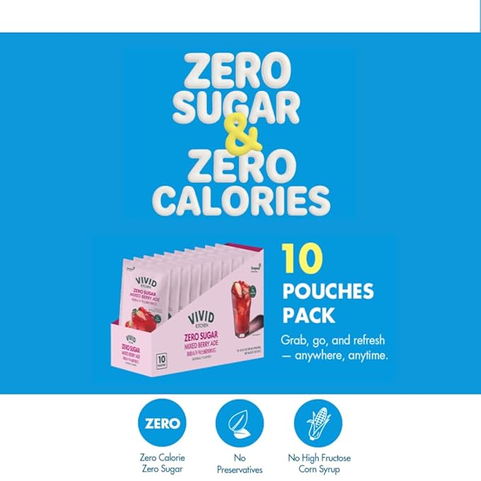 VIVID KITCHEN Korean Grape Ade – Shine Muscat Flavor – Zero Sugar, Zero Calories – 6.4 fl oz (10 Pouches) – No Preservatives or Corn Syrup – Natural Korean Drink for Hydration & Refreshment