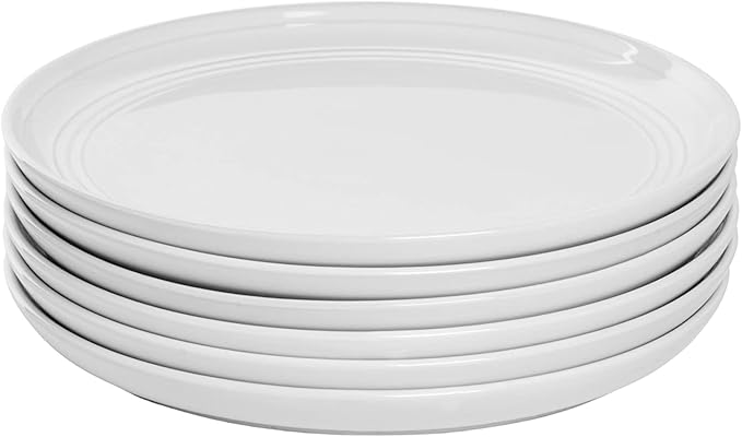 Double Line 8.25" Salad Plate, Set of 6, White