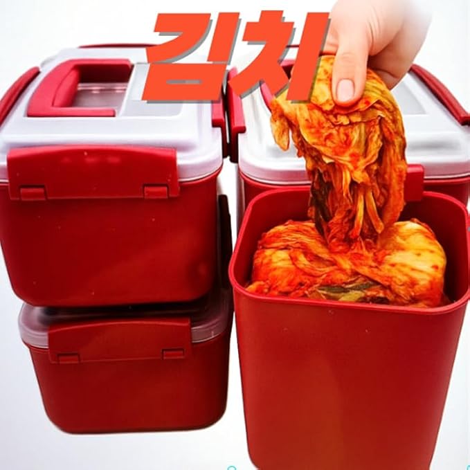 7L-2 Airtight Kimchi Container with Handle, Multi-Purpose Food Storage Box,Translucent lid container,Kimchi Fermentation container, fruit-pickle container Compatible with All Refrigerator