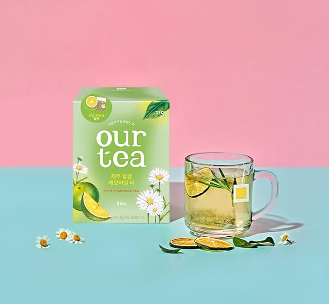 ROASTIQUE Jeju Green Tangerine Chamomile with Real Dried Fruit – Premium Orgainc Tea Sweet Fruit Blend Hot or Iced Tea Eco-friendly PLA bags, 8 Tea Bags