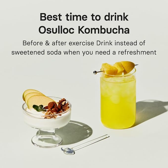 OSULLOC Kombucha Tea ApplePine (Pineapple & Apple), Sparkling Powdered Mix Beverage, No added sugar, 10 Sticks, 1.76oz