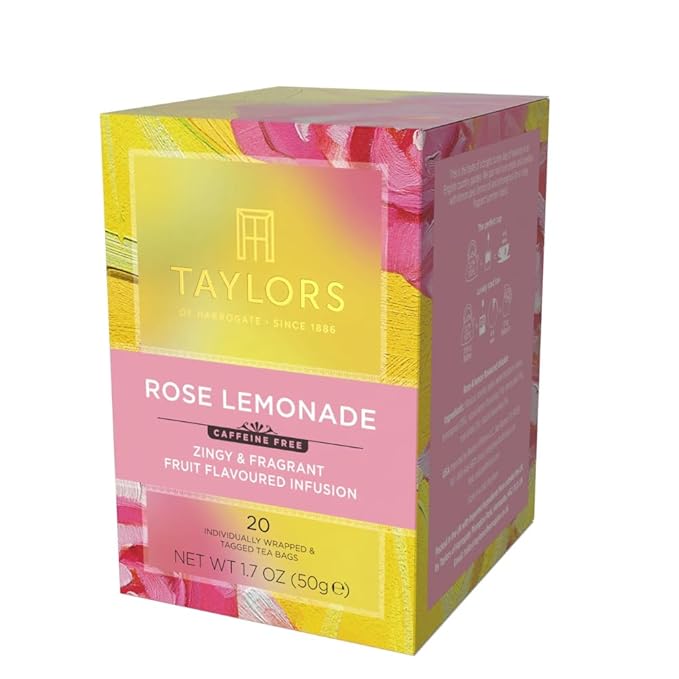 Taylors of Harrogate Rose Lemonade Infusion Individually Wrapped Bags, 20 Count (Pack of 1), Zingy, Refreshing and Fragrant, Caffeine-Free, Enjoy Hot or Iced, 20 Teabags