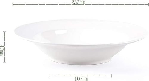 Wide Rim Bone China Commercial Grade Restaurant Elegance White Soup Plate 9"/Pasta Bowl 12oz, Case of 6