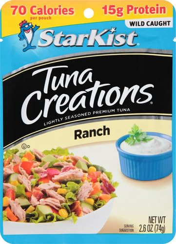 StarKist Tuna Creations Ranch Pouch (2.6 oz - 2 Pack) Wild Caught, High Protein Shelf Stable Seafood, Gluten Free, Soy Free, No Draining, Ready to Eat for Salads and Sandwiches