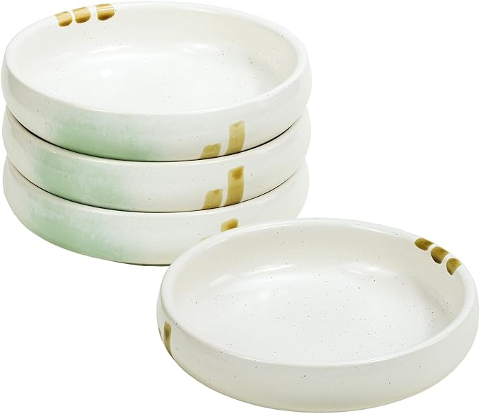 Gaolinci Creative Zen Ceramic Plate, Round Smooth Glazed Side Dish Snack Dish Pickle Dish (Set Of 4)