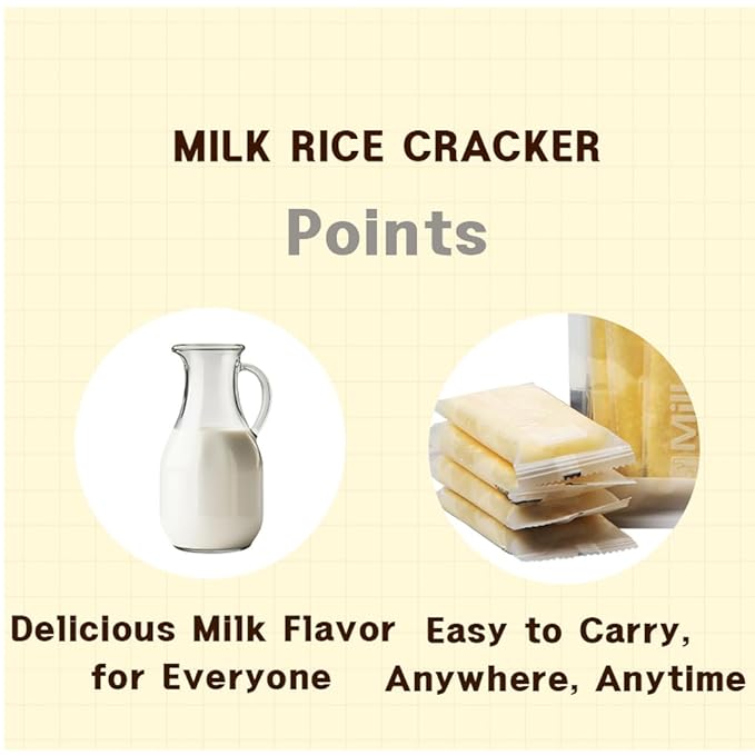 Milk Korean Rice Snack – 24 Pack Kid-Friendly School Snack, Rice, Non-Fried, Zero Trans Fat, Individually Wrapped, 240g (8.47oz) 밀크 쌀과자