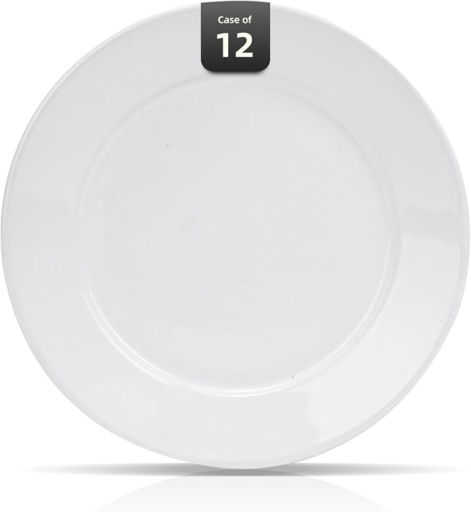 Wide Rim Bone China Commercial Grade Restaurant Plate, Elegance White Plate 6", Case of 12