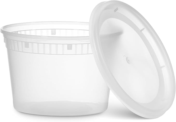 Munfix 48 Pack 16 Oz Plastic Deli Containers with Lids - Food Storage Containers with Lids - Clear Disposable Airtight Meal Prep Containers, BPA Free, Stackable, Leakproof, Microwave and Freezer Safe