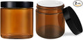 4 oz Glass Jars with Lids, 2 Pack Amber Jars with Lids & Inner Liners, Wide Mouth | Glass Black Mason Jars for Cream, Lotion, Honey, Jam, Jelly | Kitchen & Home