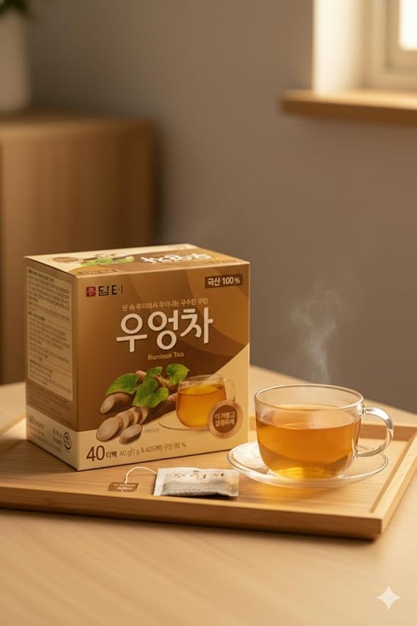 Damtuh Korean Burdock Root Tea – Herbal Wellness & Soothing Drink, Caffeine-Free – 40 Tea Bags (1.5g each)