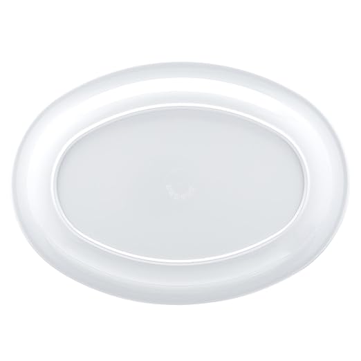 Amazon Basics Melamine Oval Platter Serving Tray, Dishwasher Safe, Narrow Rim, 13 in x 9.75 in, White, 6-Piece Set