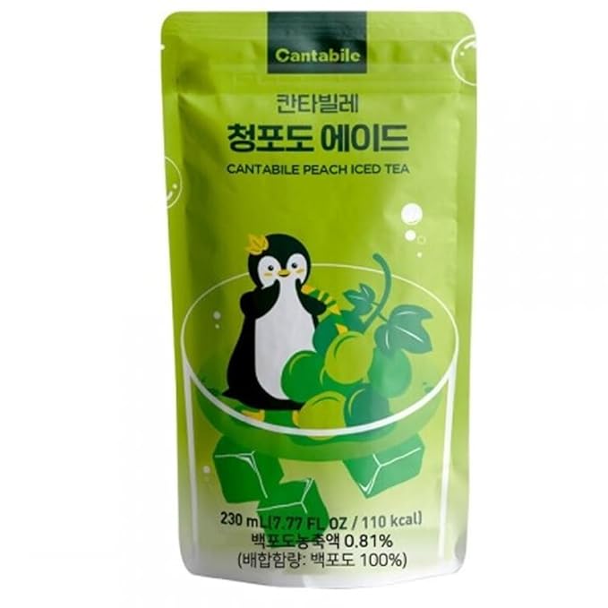 Cantabile Korean Convenience Store Pouch Drink Ready-to-Drink Refreshing Beverage Imported from Korea (6 Pack, Green Grape)