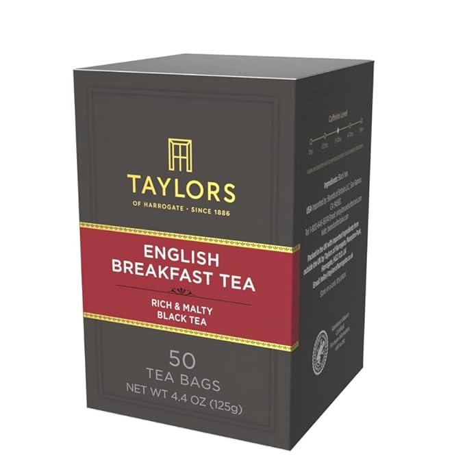 Taylors of Harrogate English Breakfast, Black Tea, Pillow Tea Bags, 50 Count (Pack of 1), Rich, Bright & Malty, Caffeinated, Enjoy Hot or Iced, 50 Teabags