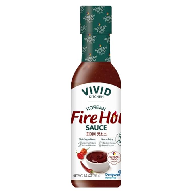 VIVID KITCHEN Fire Hot Sauce - Korean Fusion Extra Spicy Sauce - 8.6 oz Bottle - Bold Heat & Flavor - No MSG or Preservatives - Perfect for Topping, Grilling, Stir-Fry, Marinades & More