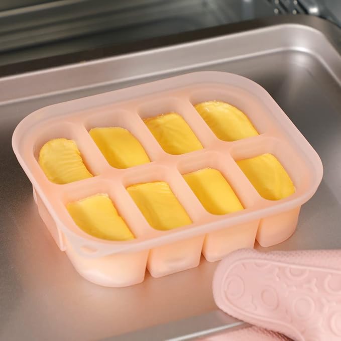 haakaa Silicone Baby Food Freezer Tray with Lid by haakaa - Perfect Storage Container for Homemade Baby Food, Vegetable & Fruit Purees, and Breast Milk, Blush